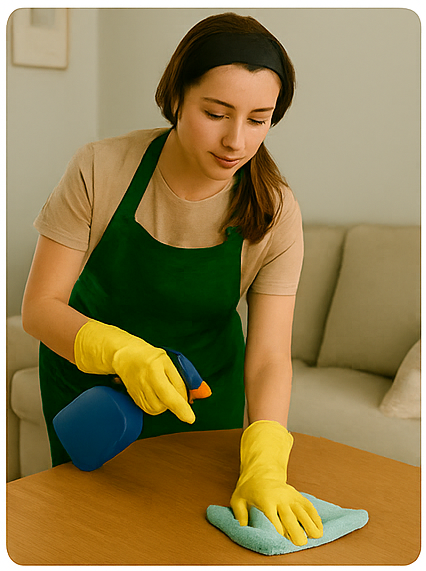 Siivooja asiakkaan kotona